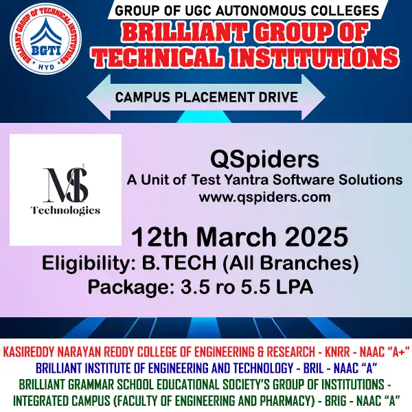 12th March - QSpiders — BGTI Placement Drive