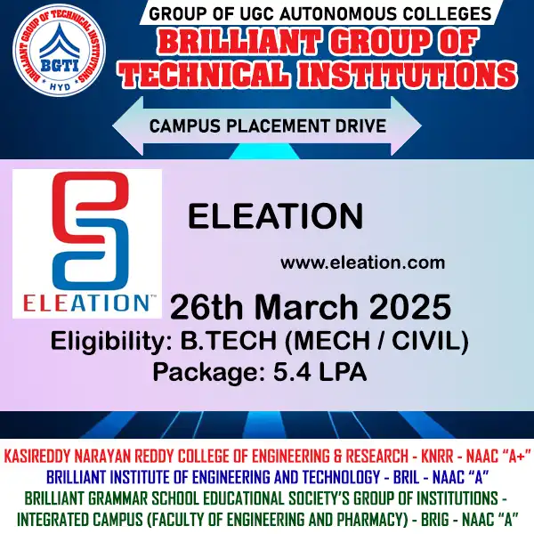 26th March 2025 - Eleation — BGTI Placement Drive