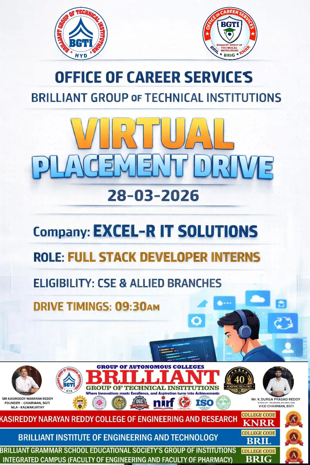 EXCEL-R IT SOLUTIONS PLACEMENT DRIVE | BGTI